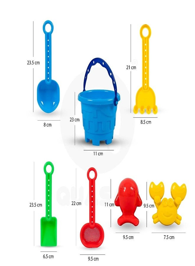 Quasar 7 Piece Set for Kids with Bucket, 2 Sand Modul, 2 Tools & 1 Gardening Water Can/Sand Garden Made in India Pretend Role Play Set Children Learn Play Fun Toddler Kids Set Gift for Boys Girls - Image 2